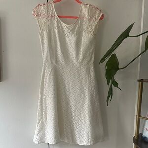 White House Black Market Cream Lace Mini Dress